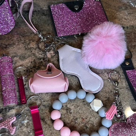 Pink Rhinestone Keychain & Accessory Lot - Picture 6 of 6